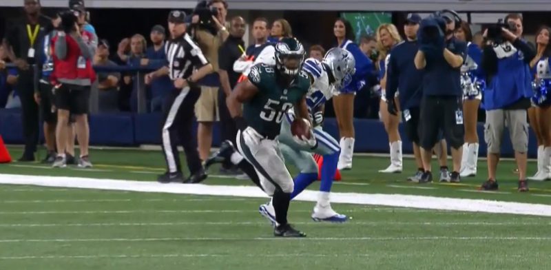 Jordan Hicks' interception en route to a pick six
